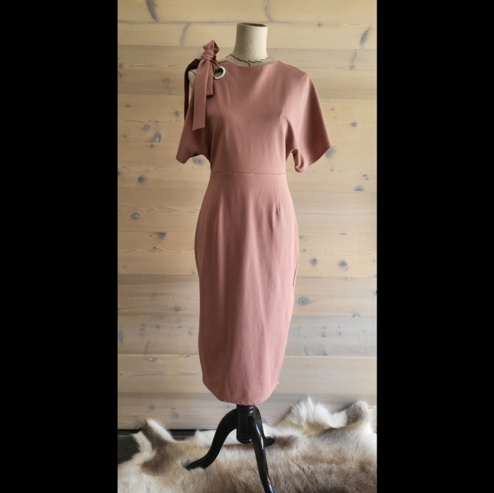 ASOS Eyelet Cold Shoulder Pencil Dress, US size 6, NWT